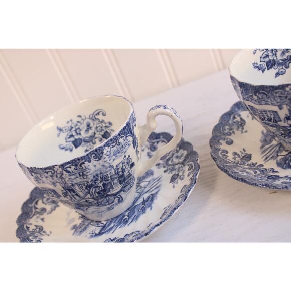 Vintage Sets Of 2 Johnson Bros Ironstone Hunting Country Cup Saucer Plate - Picture 6 of 7